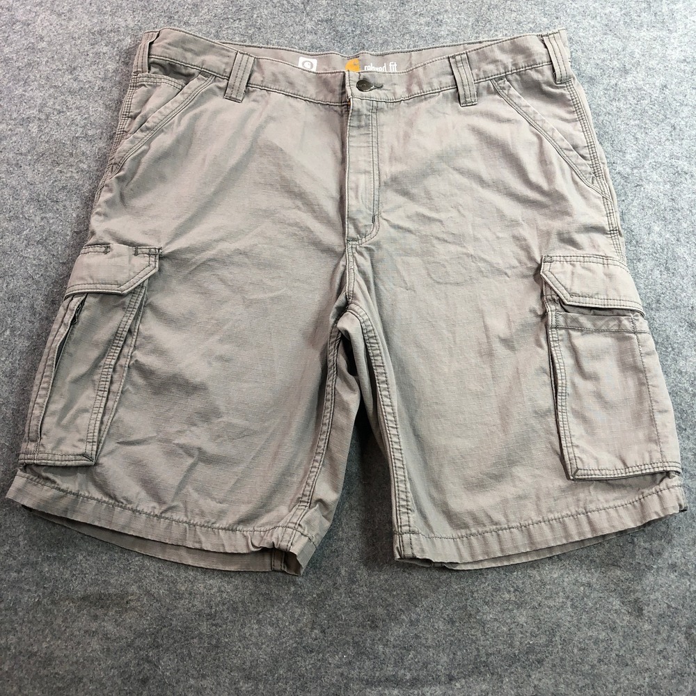 Carhartt Mens Relaxed Fit Cargo Shorts 40 Gray Ripstop Force 101168-066